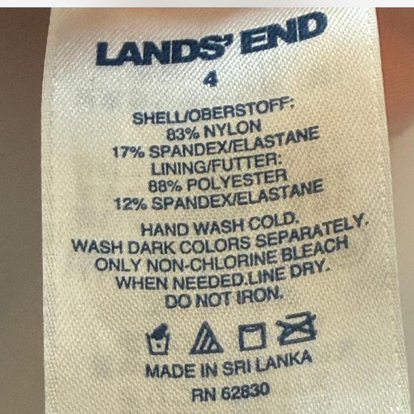 Lands' End green and pink tropical print one-piece swimsuit. Size 4 - Picture 5 of 6